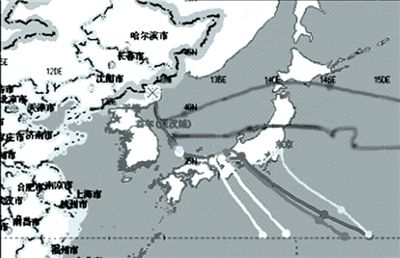 中國(guó)環(huán)保部發(fā)布的模擬軌跡圖。